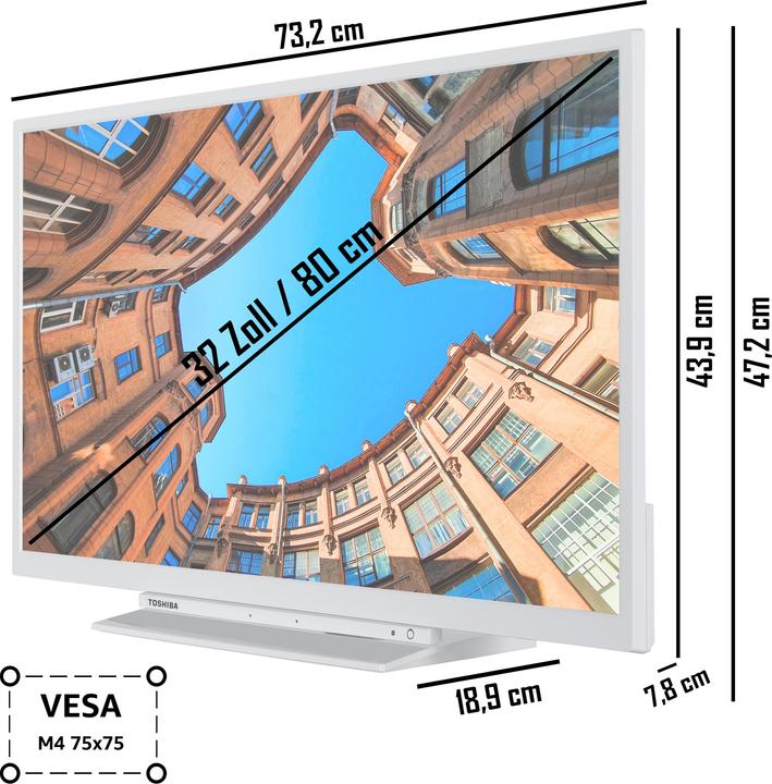 Actual product image Toshiba 32LK3C64DAW (80 cm (32 inch), white, FullHD, Triple Tuner, SmartTV) (32", Full HD)