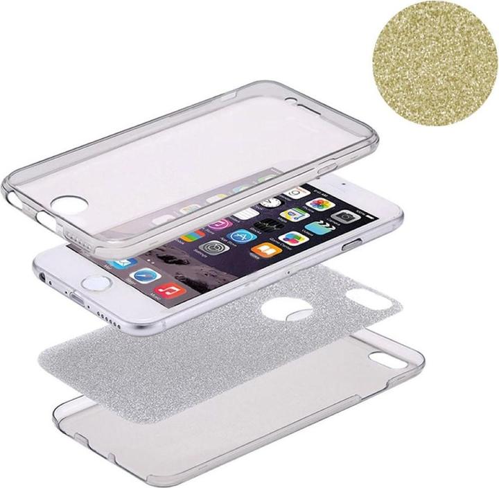 Produktbild König Design Full TPU Case für Apple iPhone 6s Plus Schutz Hülle Handy Glitzer Cover Gold Neu (Apple iPhone 6 Plus)