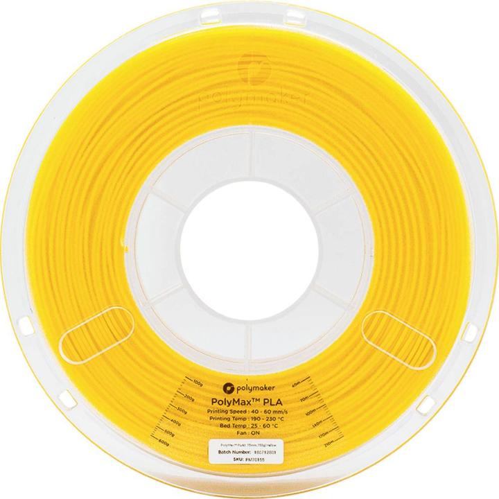 Produktbild Polymaker PA06007 PolyMAX Tough Filament hohe Steifigkeit, hohe Zugfestigkeit (PLA, 1.75 mm, 750 g, Gelb)
