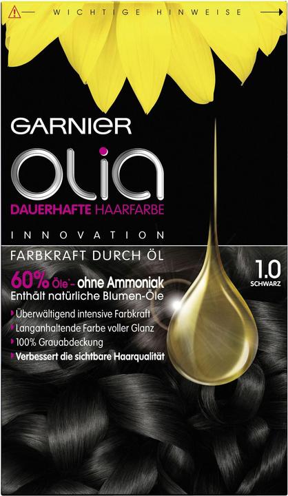 Actual product image Garnier Olia, hair dye, 1.0 Ultra black, 1 piece (1.0 Ultra Black)