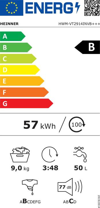 Energie-Label Heinner HWM-VT2914INVB+++ (9 kg, Links)