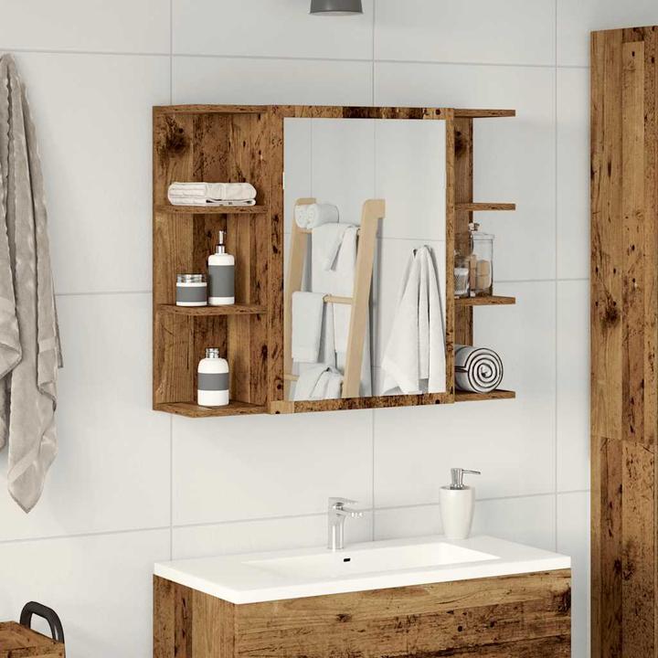 Produktbild VidaXL Bad-Spiegelschrank Altholz-Optik 80x20,5x64 cm Holzwerkstoff (80 x 20.5 x 64 cm)