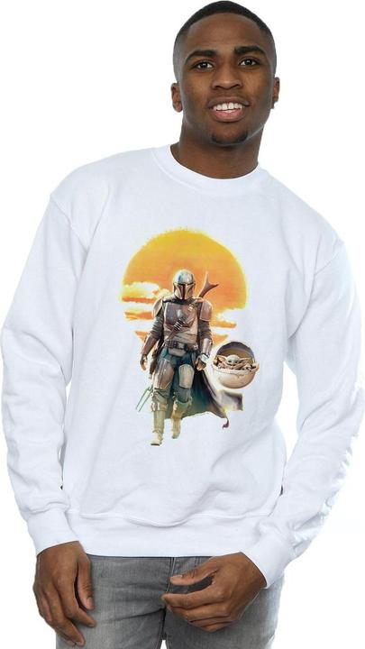 Actual product image Star Wars Mens The Mandalorian Sunset Poster Sweatshirt (L)