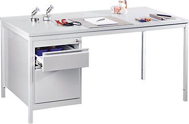 Produktbild eurokraft basic Meisterschreibtisch, lichtgrau