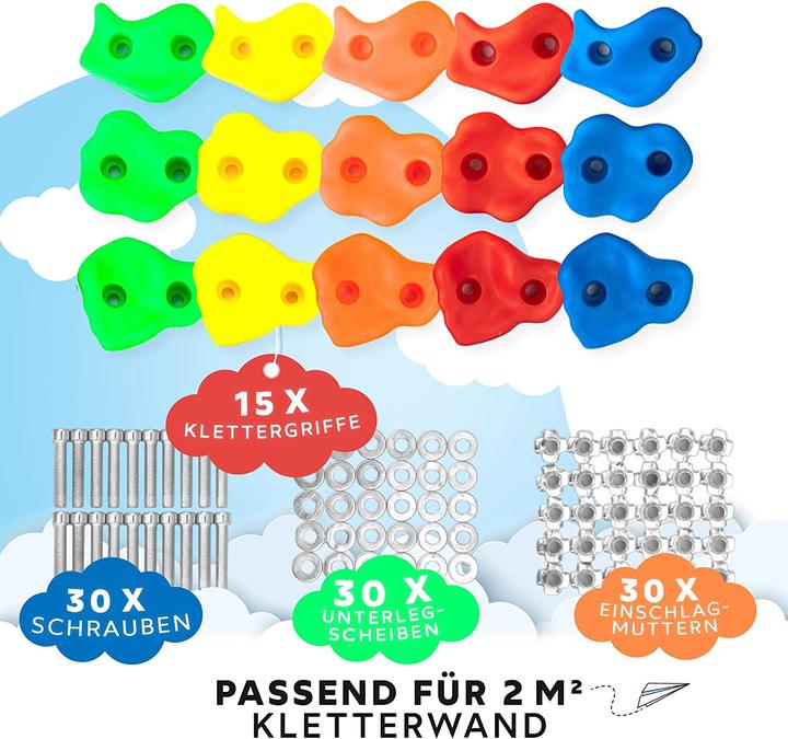 Immagine prodotto GO!elements Sostegni per arrampicata per bambini 15 pezzi (Arancia, Rosso, Blu, Verde, Giallo)