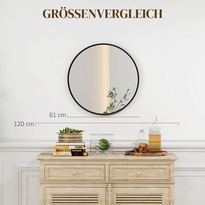 Produktbild Swisshandel24 Wandspiegel, 60x60cm Alurahmen, Rund Schwarz (60 x 60 cm)
