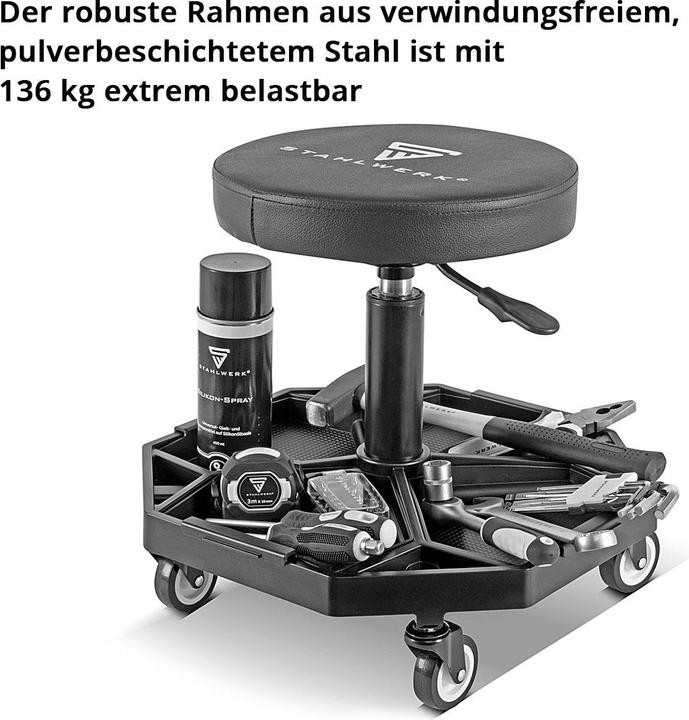 Immagine prodotto Stahlwerk Sgabello da officina WRH-136 ST caricabile fino a 136 kg regolabile in altezza (136 kg)