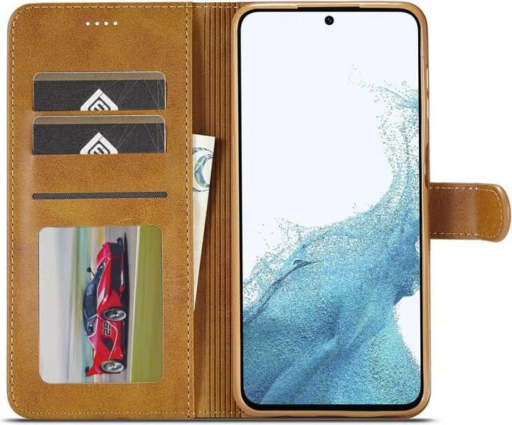 Actual product image LC.Imeeke Samsung A71 (2020) - Wallet Etui mit 3 Kartenfächern & Magnetverschluss, hellbraun/orange (Samsung Galaxy A71)
