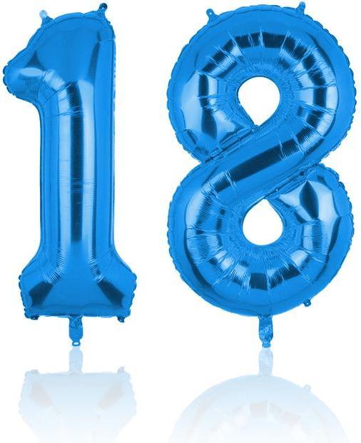 Produktbild Hermex Folienballon Zahl 18 Zahlenballon Luftballon Heliumballon Blau 81cm