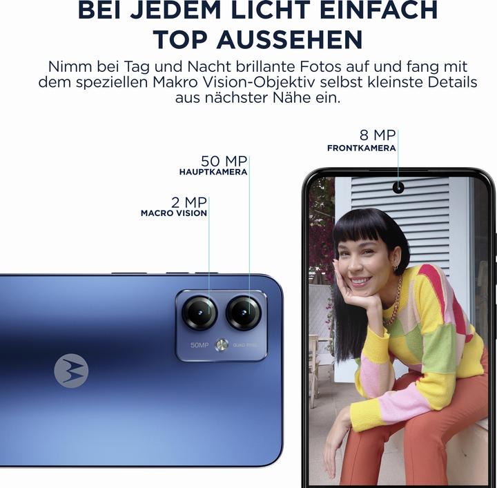 Produktbild Motorola Moto G14 (128 GB, Sky Blue, 6.50", Dual SIM, 50 Mpx, 4G)
