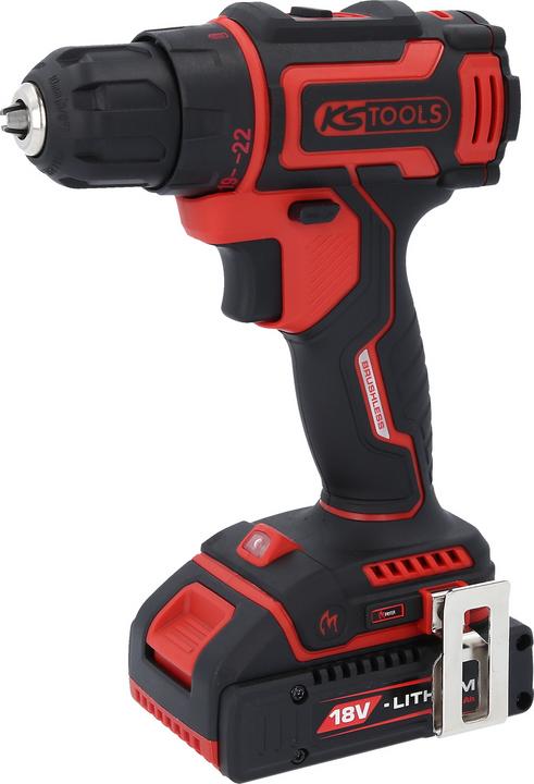 KS Tools eMONSTER brushless cordless drill and screwdriver set, 4 pcs| 18 volt, 2 batteries and charger (Rechargeable battery operated)