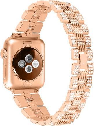 Produktbild Cover-Discount Apple Watch 42/44/45mm - Edelstahl mit Strass Armband roségold (42 mm, 44 mm, 45 mm, Edelstahl)