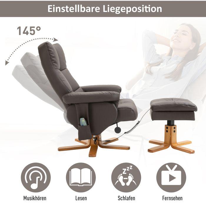 Produktbild Swisshandel24 Relaxsessel Fernsehsessel mit Hocker Massagesessel 145°-Neigung mit 10 Vibrationpunkte Kunstleder Br
