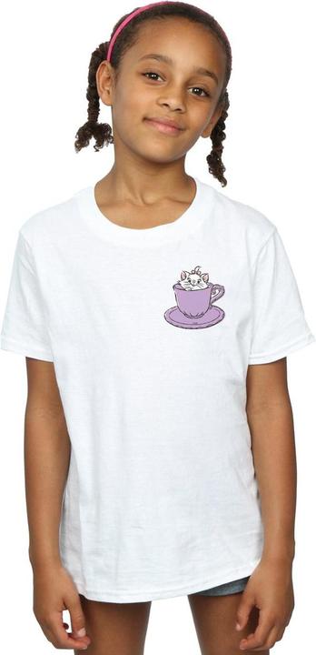 Actual product image Disney Girls Aristocats Marie In Cup Breast Print Cotton T-Shirt (140, 146)