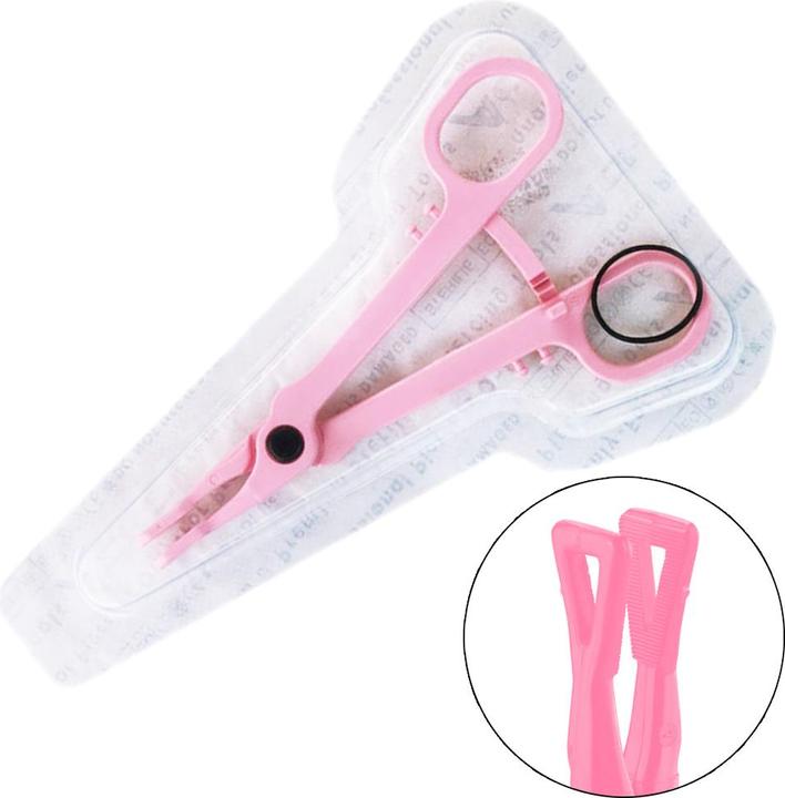 Produktbild Star Piercing Sterile einweg Zange pink Gazeklemme geschlossen dreieck gezackt (ohne Messing, Kunststoff)