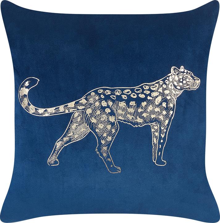 Produktbild Beliani Dekokissen Samt Marineblau Tiermotiv 45 x 45 cm 2er Set MARULA (45 x 45 cm)