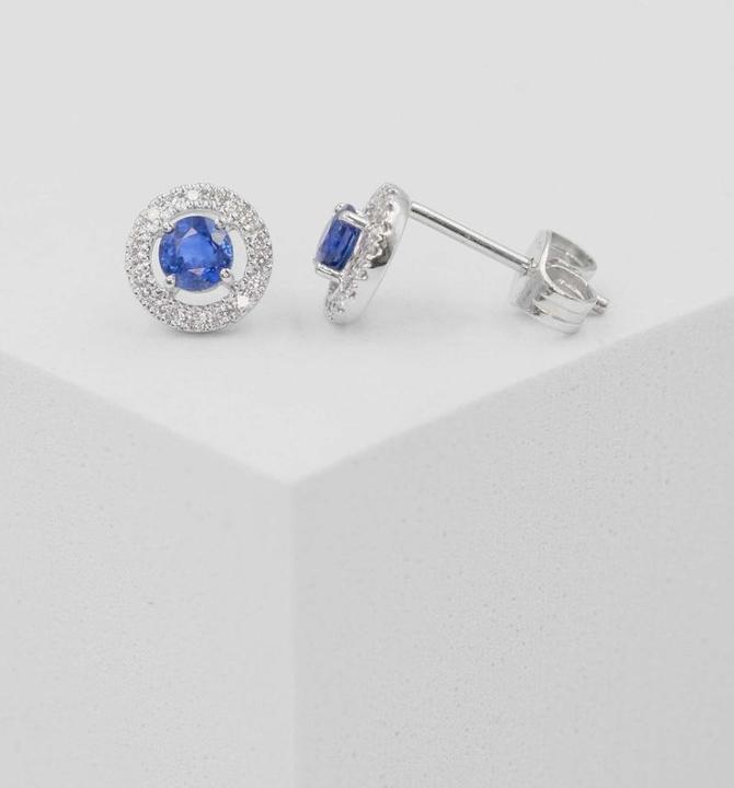 Produktbild Muau Ohrstecker (Weissgold 750 Saphir 0.42ct. Brillanten 0.10ct)