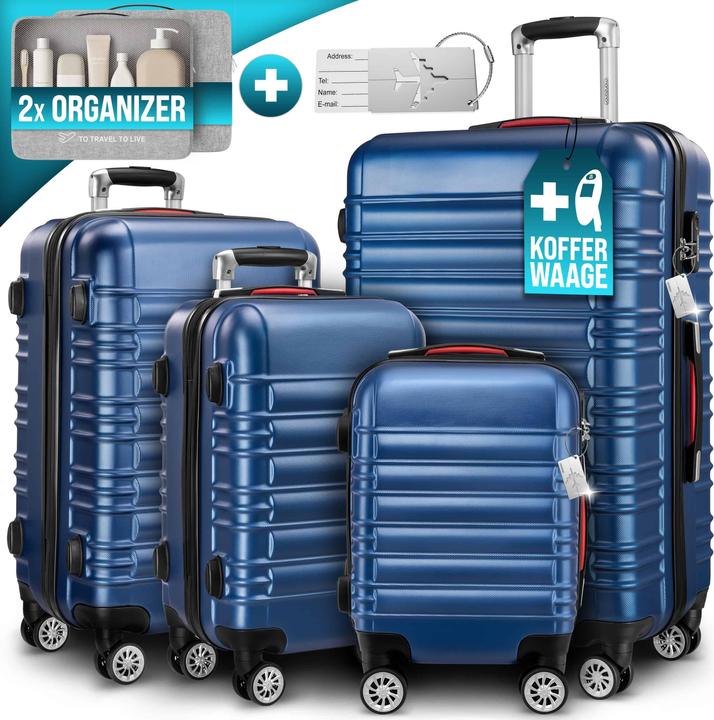 Produktbild Monzana Hartschalenkoffer 4er Set mit Zubehör (120 l, Handgepäck (bis 50l), M (50 - 90l), L (90 - 115l), XL (ab 115l))