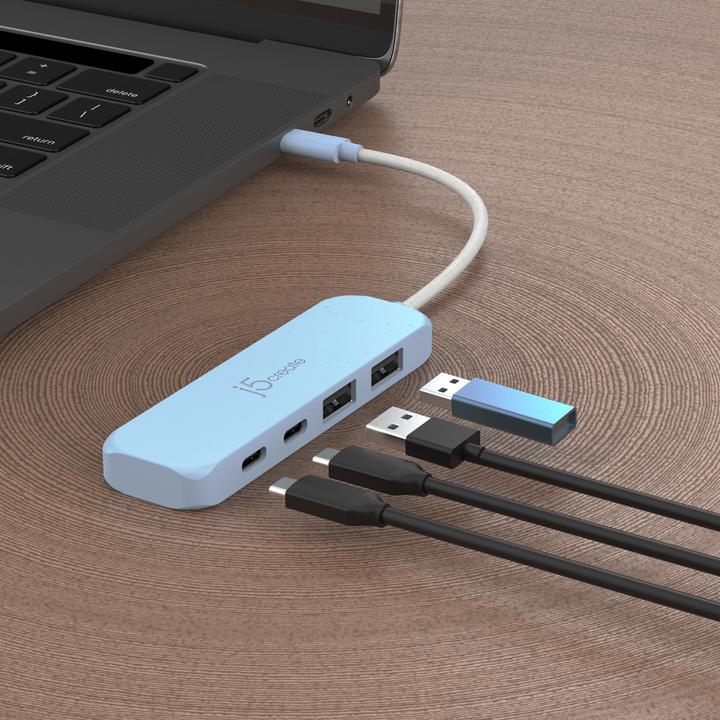 Image du produit j5Create Hub respectueux de l’environnement USB-C vers 4 ports Type-C et Type-A Gén 2, USB 3.2 Gen 1 (USB-C, 4 Ports)