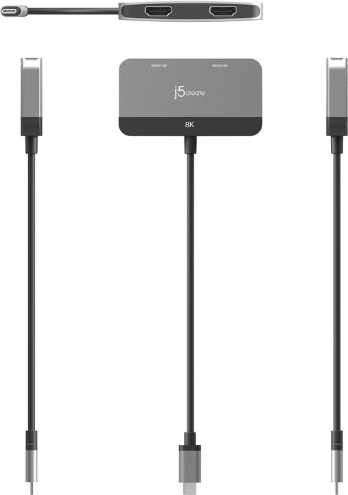 Image du produit j5Create JCA465-N Adaptateur d'écran 8K USB-C® vers double HDMI™ (USB-C, 20 cm)