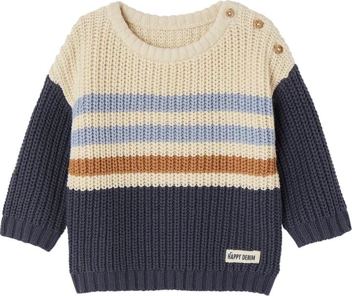 Actual product image Vertbaudet Gestreifter Jungen Baby Pullover mit Knöpfen Oeko-Tex (62)