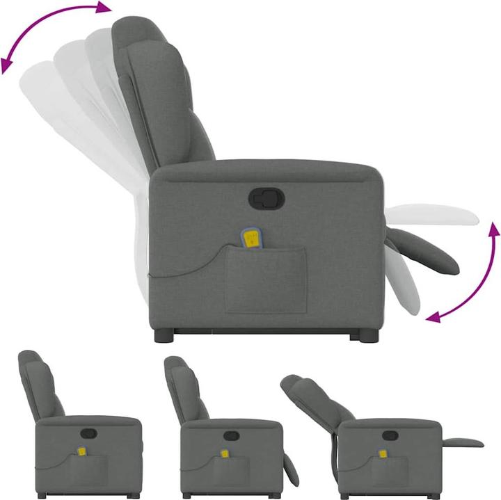 Actual product image VidaXL Massage chair with stand-up aid dark grey fabric