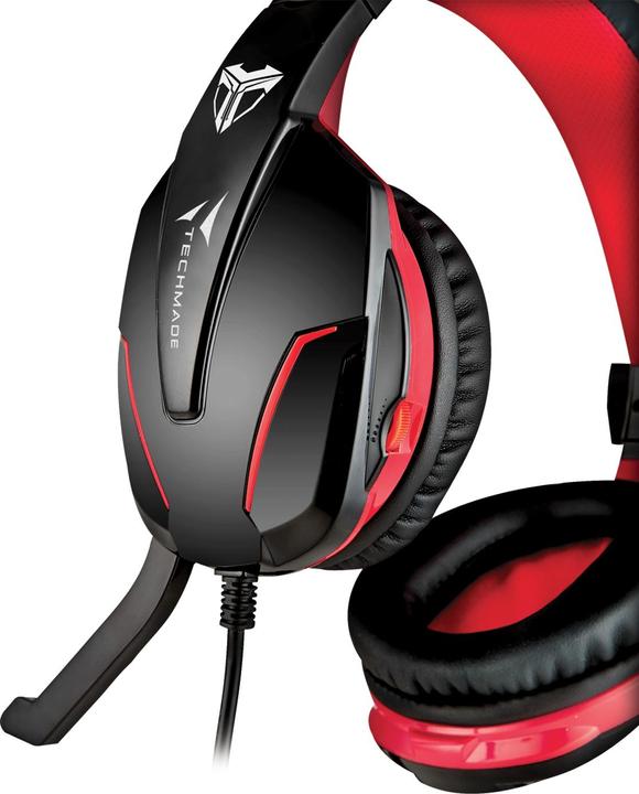 Actual product image Techmade FL1 Headset Earphone 3.5 mm Connector Black, Red (Cable)