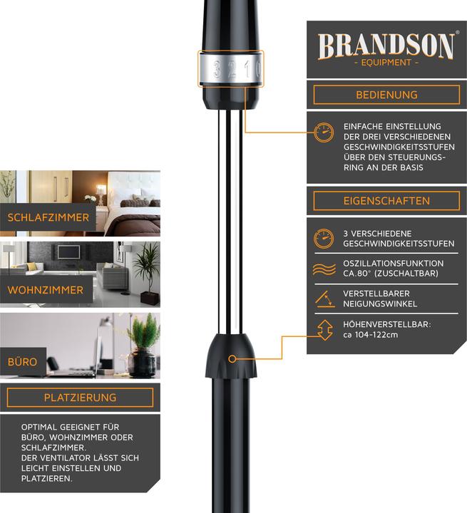 Immagine prodotto Brandson Ventilatore a piedistallo (48 dB)