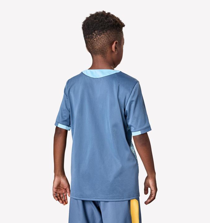Produktbild Kipsta Kinder Fussball Trikot kurzarm - VIRALTO Kids Roarrr Cheetah blau/grau (5, 6)