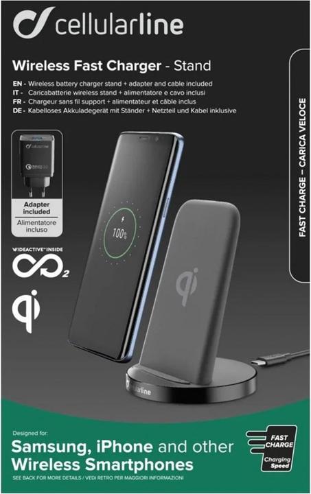 Produktbild Cellularline WIRELESTAND10WTYCK Ladegerät für Mobilgeräte Indoor Schwarz (10 W)