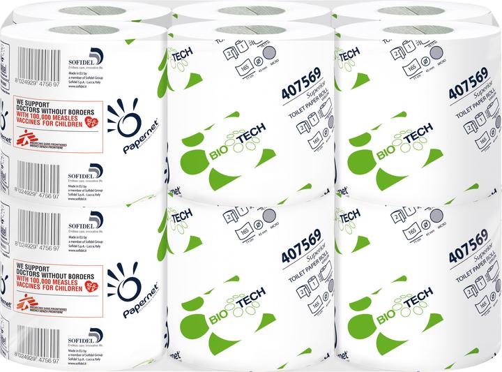 Actual product image Papernet 2-lg pulp, 8 x 12 rolls, 165 sheets SUPERIOR BIO White Micro ECO (12 x)