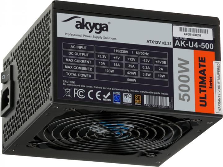 Produktbild Akyga Ultimate ATX Power Supply 500W AK-U4-500 80 PLUS Bronze PCI-E PFC (500 W)