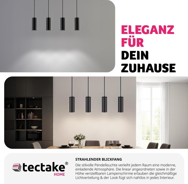 Produktbild tectake Pendelleuchte Lumea, 4-flammig, längenverstellbare Kabel (GU10)