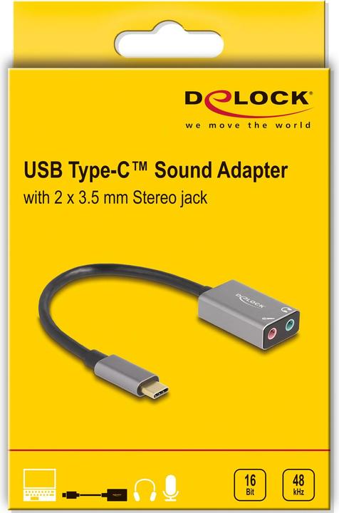 Produktbild Delock 67071 - Externe USB Soundkarte mit Type-C Stecker auf 2 x 3,5 mm Klinkenbuchse Pl (USB-C)