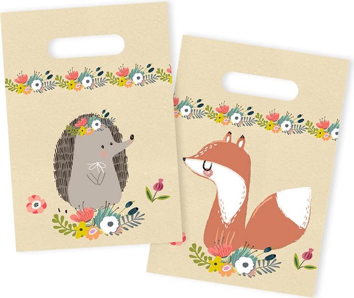 Produktbild Natura Punto 6er-Set Geschenktüten Igel und Fuchs mit Henkel, 23 cm (Geschenkbox, 6 x)