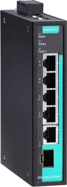 Actual product image Moxa EDS-G205-1GTXSFP: 5 port switch 1Gbps (6 ports)