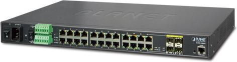 Actual product image Planet Industrial L2 Gigabit Managed Switch 24 Gigabit port 4 Shared SFP slots Rackmount (24 Ports)