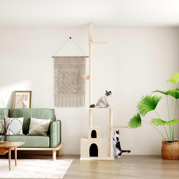 Image du produit VidaXL Kratzbaum Deckenhoch Creme 250,5-276,5cm Katzenbaum Katzenkratzbaum (276.50 cm, Crème)