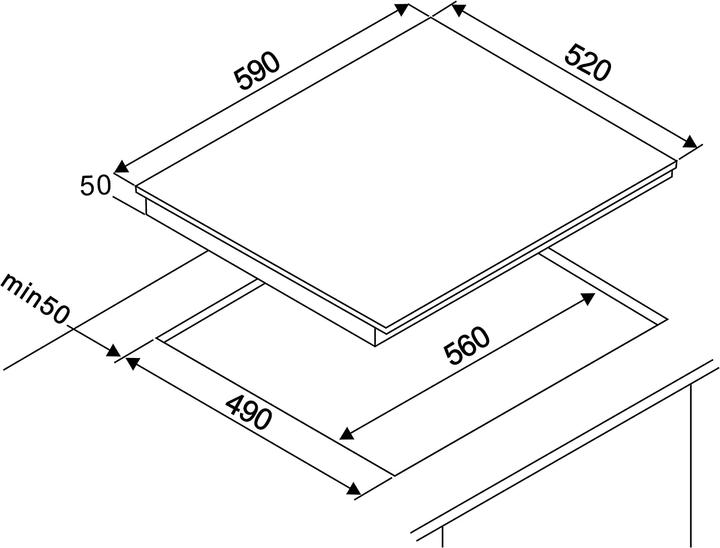 Actual product image Respekta Resp hob KM5500-28 glass ceramic bk
