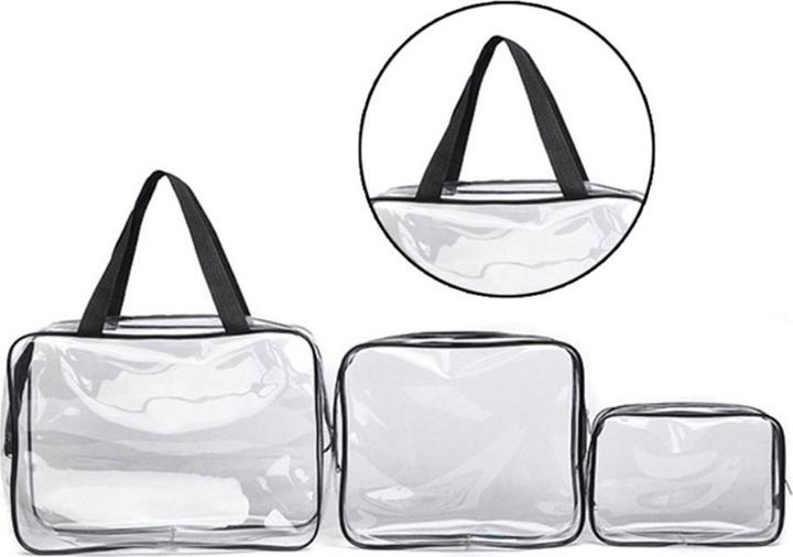 Image du produit Noya Kosmetik Make-Up Tasche (3er Set) – Transparenter Reise-Organizer mit Reissverschluss (1 l)