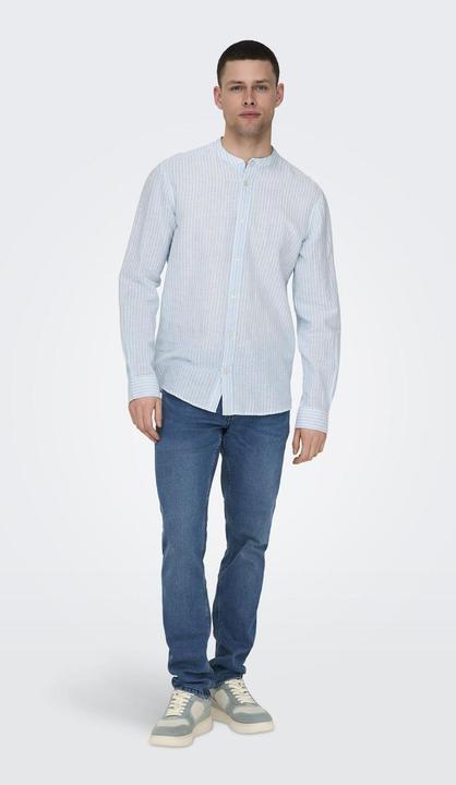 Actual product image Only & Sons Onscaiden Ls Mao Stripe Linen Shirt Noos Shirt (XXL)