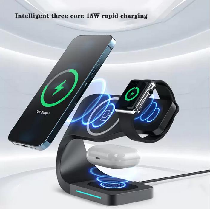 Produktbild PhoneLook Magnetische Wireless Ladestation 15W für iPhone Apple Watch, AirPods (15 W)