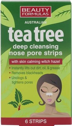Beauty Formulas Tea Tree Deep Cleansing Nose Pore Strips Deep Cleansing Nose Strips 6Pcs. (Reinigungstücher, 500 ml)