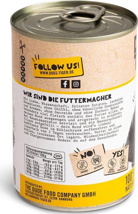 Produktbild Dogs'n Tiger Nassfutter Fein gemacht 400g (Welpe + Kitten, 1 Stk., 400 g)