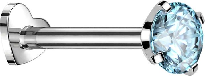 Produktbild Star Piercing Micro Labret Herz Innengewinde silber Kristall aqua gefasst (ohne Messing, Titan G23)