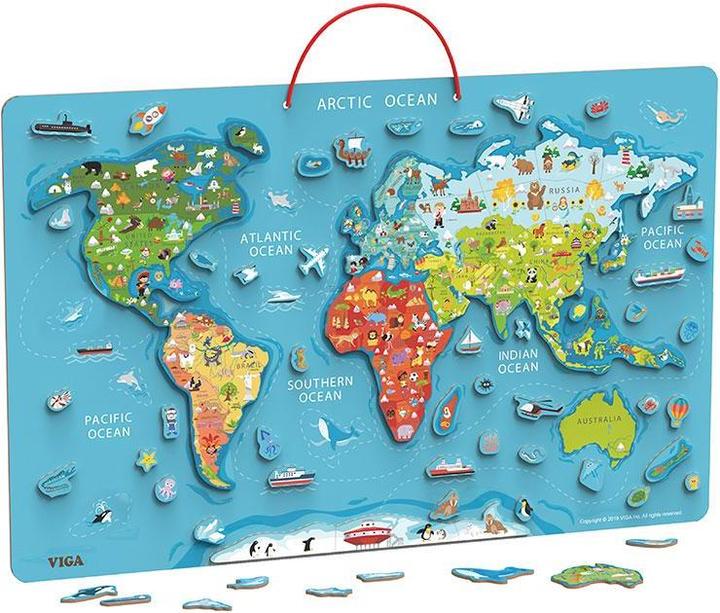 Viga Toys Puzzle magnétique du monde (108 pièces)