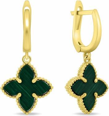 Actual product image Brilio Silver - Gold Plated Flower Dangle Earrings EA1158YG