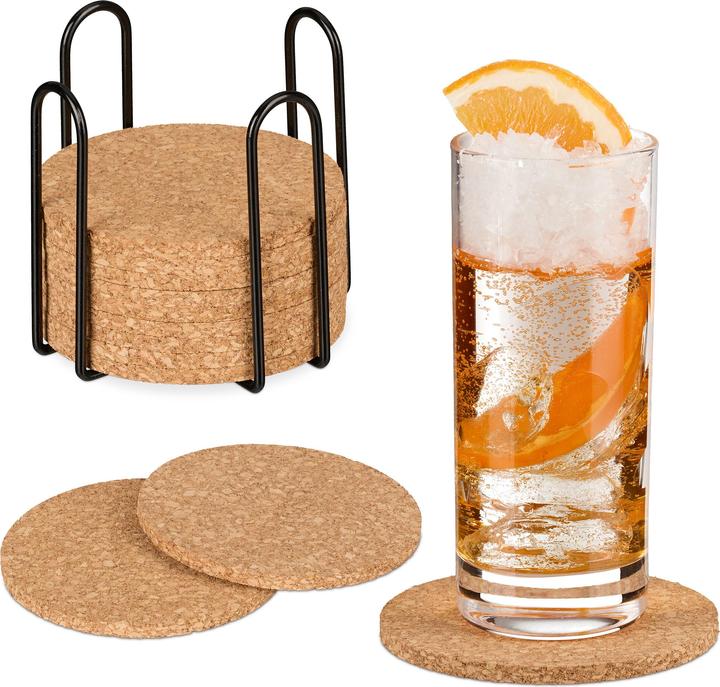 Produktbild Relaxdays 16x Korkuntersetzer (16 x, Glasuntersetzer)