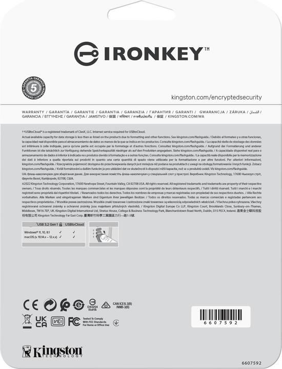 Produktbild Kingston 256GB USB 3.2 IRONKEY LOCKER+50 (256 GB, USB-A)