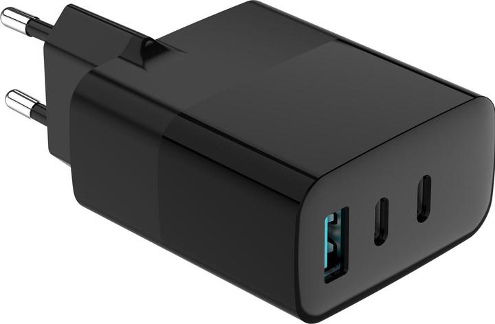 Actual product image Eaxus USB charger with charging cable, 3 ports, 2x type-C & 1x type-A, 65 watts, black (65 W)